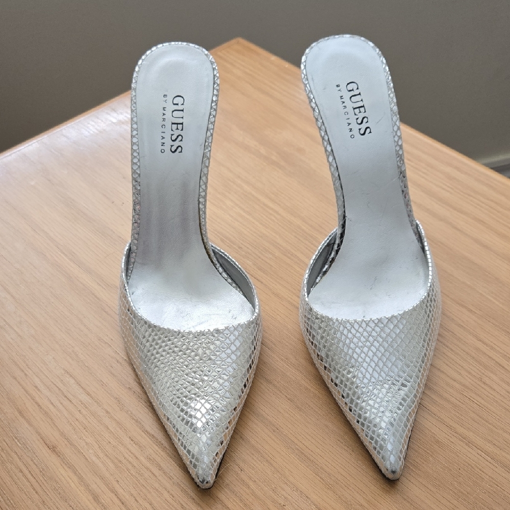GUESS Metallic Silver Heels